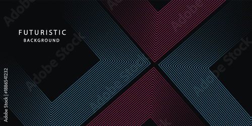 3D red blue lines techno abstract background overlap layer on dark space with rounded shape decoration.