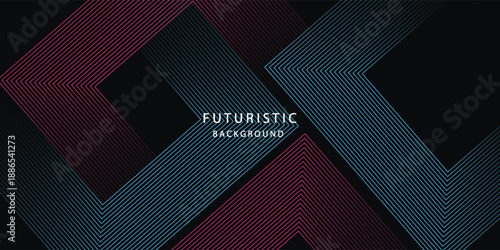 3D red blue lines techno abstract background overlap layer on dark space with rounded shape decoration.