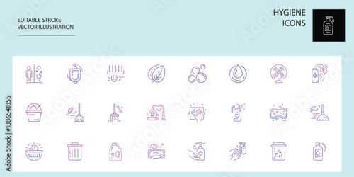 HYGIENE ICONS SET ON WHITE BACKGROUND