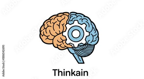 Conceptual Illustration of a Brain with Gear Integration.