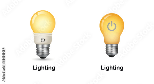 Pair of glowing smart light bulbs with power icons.