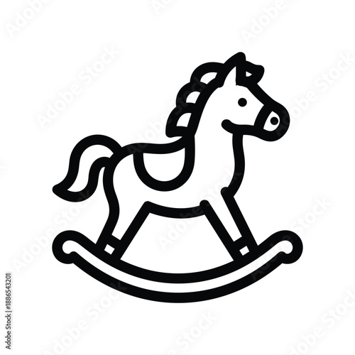 Black and white rocking horse icon