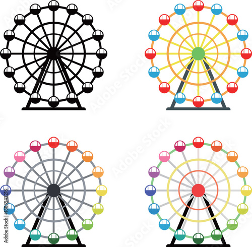 観覧車　アイコン　セット