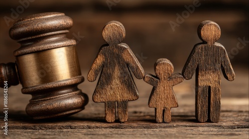 A wooden gavel on the desk, family law