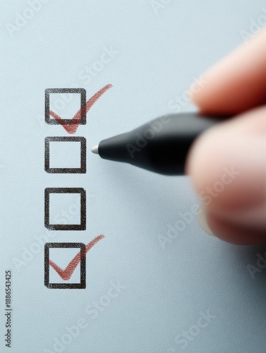 Wallpaper Mural Hand Ticking Off Checkboxes With Pen Task Management And Planning Concept Torontodigital.ca