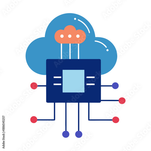 Cloud connected cpu vector illustration