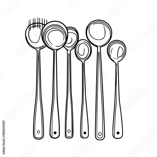 Measured Precision: Collection Clean Measuring Spoons | Clean, isolated vector art for creative projects.