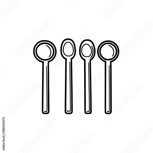 Miniature Measuring Spoon Set: Complete Collection Kitchen Essentials | Clean, isolated vector art for creative projects.