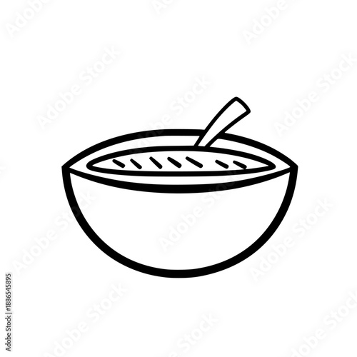 Elegant Artistry: Minimalist Line Drawing Melon Baller | Clean, isolated vector art for creative projects.