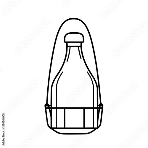 Vintage Glass Bottle Rustic Wooden Holder | Clean, isolated vector art for creative projects.