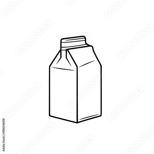 Black White Line Art Milk Carton - Simplistic, Minimalist Design | Clean, isolated vector art for creative projects.