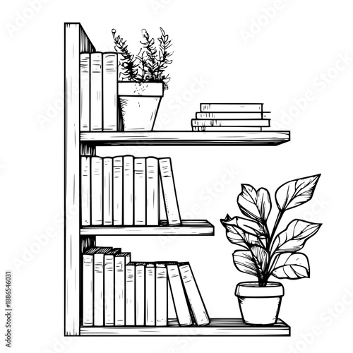 Elegant Library Corner Plant | Clean, isolated vector art for creative projects.