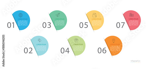 Infographic 7 options design elements for your business data. Vector Illustration.