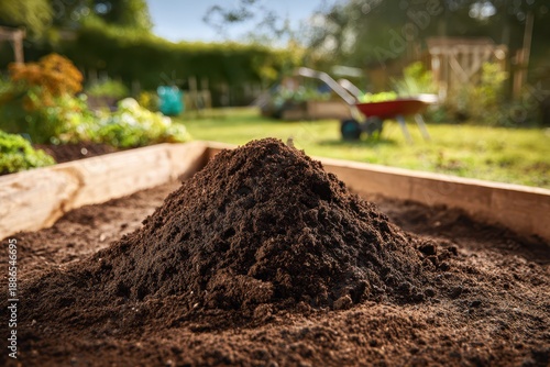 Rich brown dirt hill for organic gardening, soil health, and landscape preparation