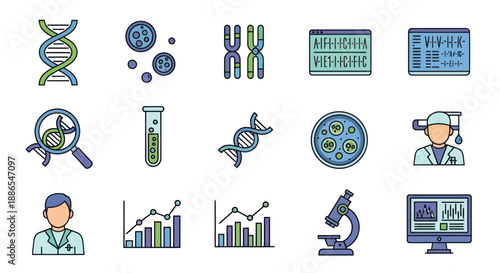 Scientific Research and Medical Icons Set.