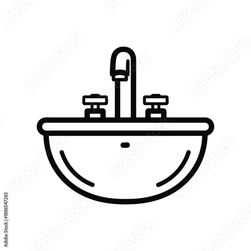 Bathroom sink icon black white simple