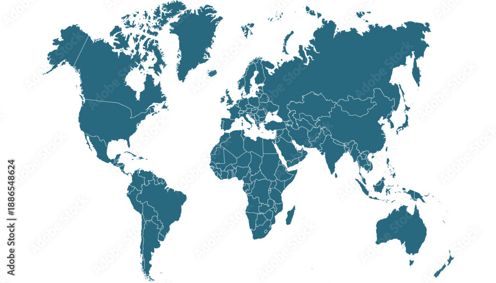 Fototapeta premium World map. Blue modern vector map. Silhouette map