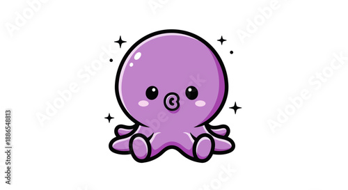 Cartoon octopus illustration on white background