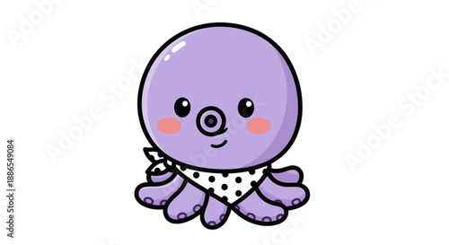 Cartoon octopus illustration on white background