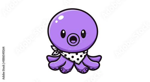 Cartoon octopus illustration on white background