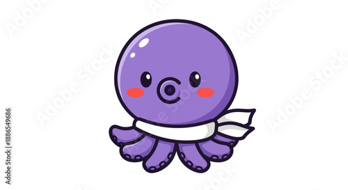 Cartoon octopus illustration on white background