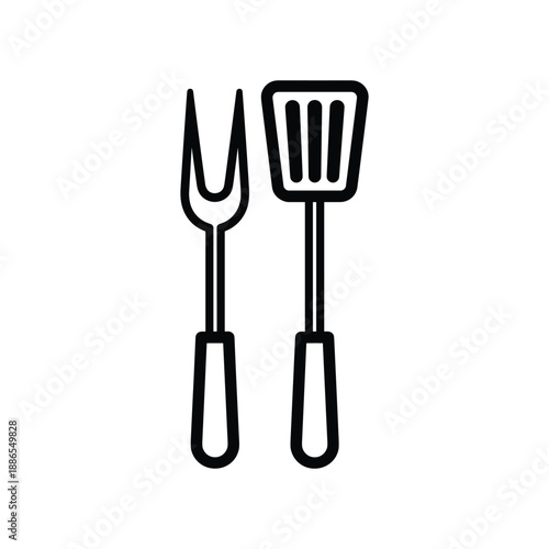 Fork and Spatula Icon Simple Design