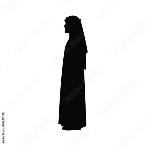 Arab man silhouette side silhouette vector flat illustration design.
