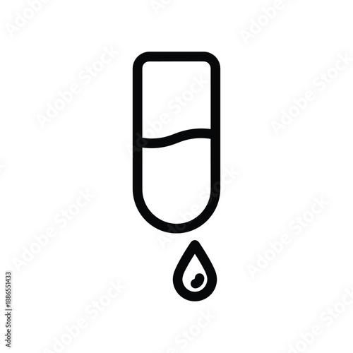 Test tube with liquid and drop icon