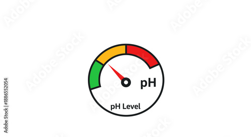 pH Level Gauge Indicating High Acidity with Red Needle.