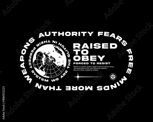 Urban streetwear typogtaphy futuristic  graphic tee vector design template