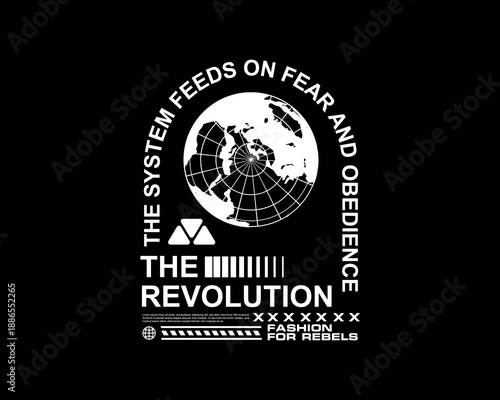 Urban streetwear typogtaphy futuristic  graphic tee vector design template