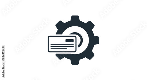 Black Gear with Credit Card Icon Symbolizing Financial Technology.