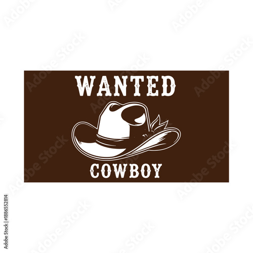 Wanted cowboy poster with cowboy hat illustration