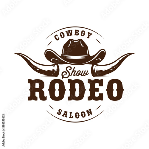 Cowboy rodeo show logo design