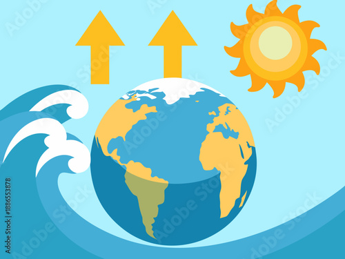 A simplified illustration depicting earth sun water and atmospheric circulation