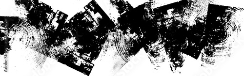 Glitch Distortion Grunge Vector Texture with Defective Shapes and Halftone Dots
Modern abstract overlay layer for experimental graphic design, posters, and digital artwork.