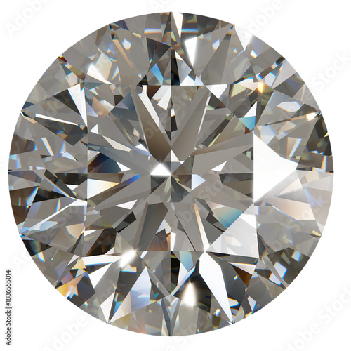 Radiant Round-Cut Diamond Close-Up, A stunning high-resolution image of a round-cut diamond showcasing exquisite brilliance, clarity, and intricate light refractions. Perfect for luxury design project