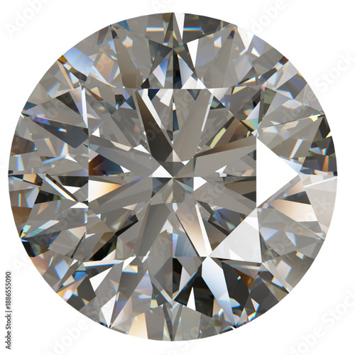 Radiant Round-Cut Diamond Close-Up, A stunning high-resolution image of a round-cut diamond showcasing exquisite brilliance, clarity, and intricate light refractions. Perfect for luxury design project