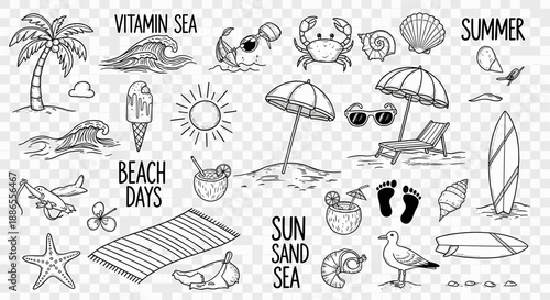 Hand Drawn Space Doodle Icons – Planets Rockets Stars Seamless Background