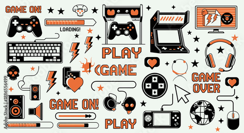 Gamer Icon Clipart Pack – Retro Console, Arcade, and Controller Graphics