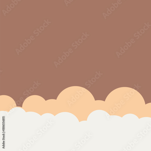 Mocha Brown Background with Caramel Clouds Frame at The Bottom, Minimal Flat Style 