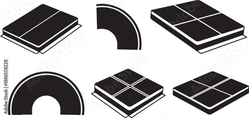 Solar Panels in Various Configurations and Angles Illustration Set