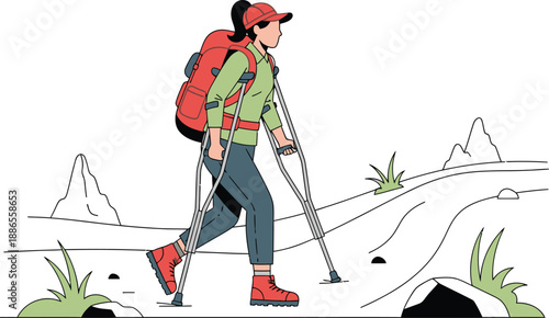 Hand planting green sprout in soil growth concept with roots vector illustration flat design scalable art