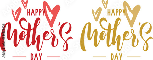 Mother’s Day Typography icon set. Text Design with floral Lettering and Mother Love Symbols.