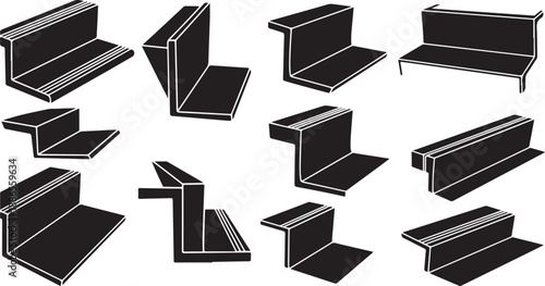Various steel I-beam profiles and shapes collection