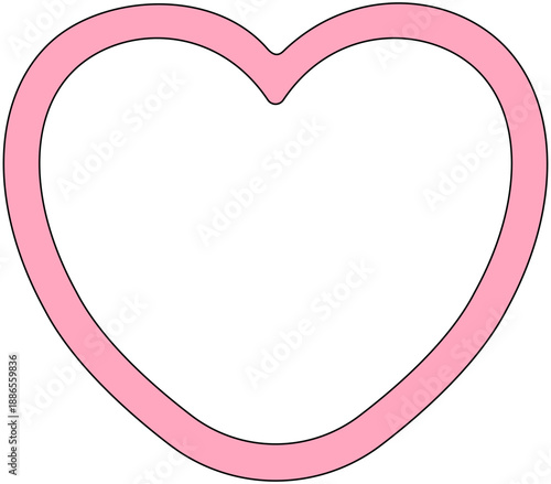 Pink Heart Outline Frame Cartoon Illustration for Love, Valentine, Wedding and Cute Design