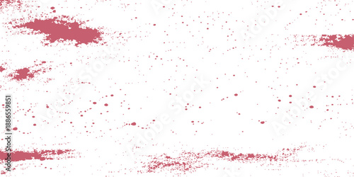 A vibrant red ink splat and paint splashes create a grunge texture pattern with blood color drops on a decorative vector illustration backdrop for a Christmas card design or wallpaper