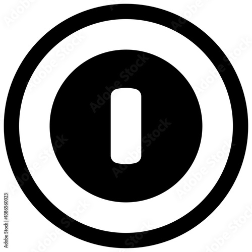 Coin. Outlined stroke vector icon with black-filled details.