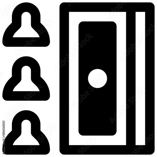 Dividends. Outlined stroke vector icon with black-filled details.