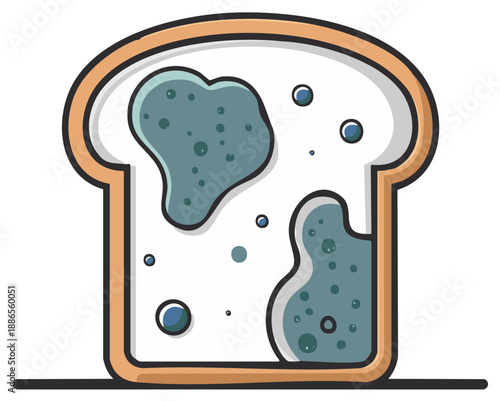 Moldy bread slice illustration unhealthy food waste danger decay bad product contamination